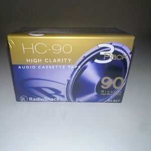 Black Audio Cassette Tapes High‎ Clarity HC-90 High Base Type 44-947 3 Pack NWT